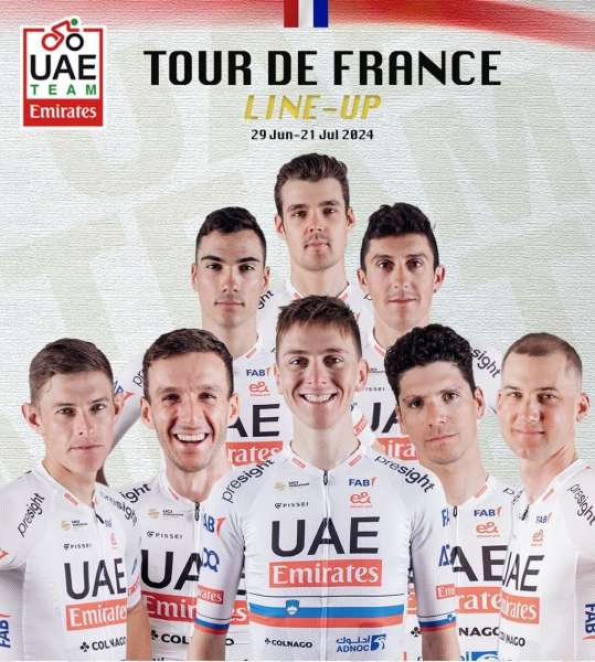 8 دراجين يمثلون فريق الإمارات في طواف فرنسا