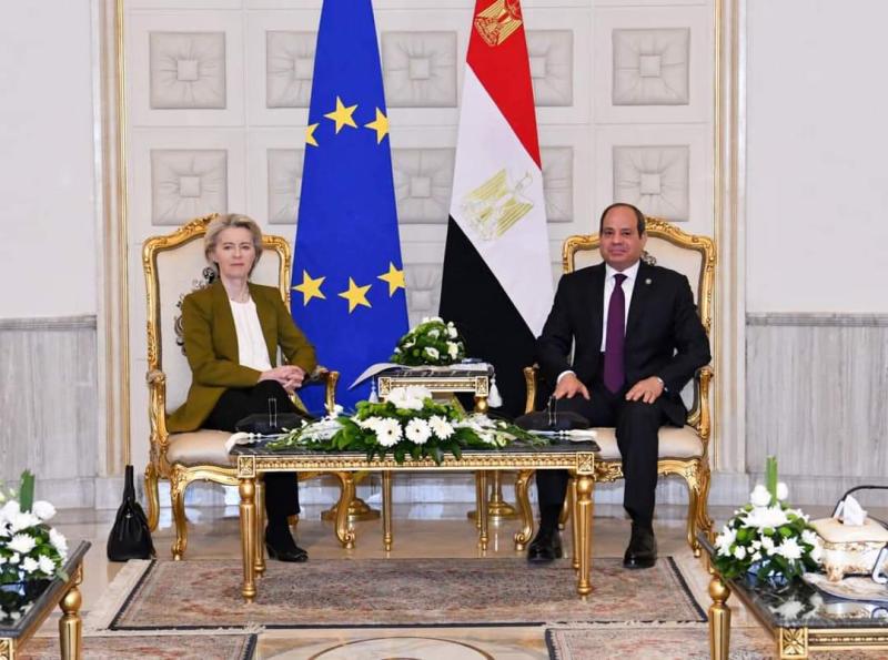 الرئيس السيسي يناقش مع رئيسة المفوضية الأوروبية تطورات الأوضاع في غزة