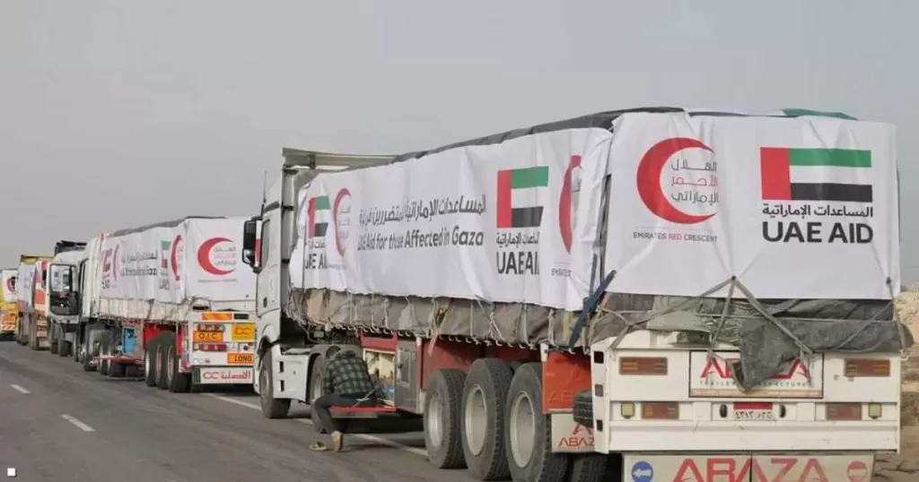إسرائيل متهمة بسرقة 23 شاحنة مساعدات إماراتية في غزة